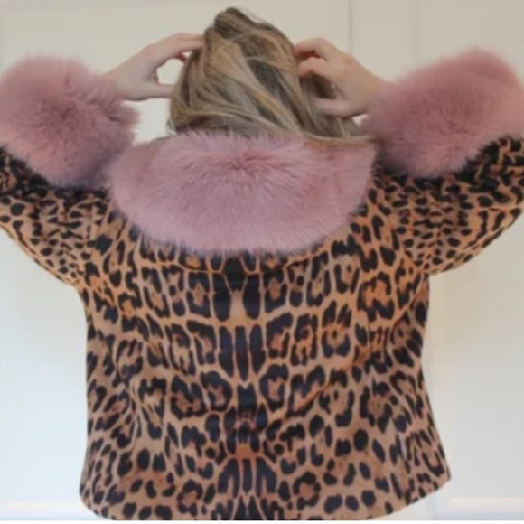 Charlotte Simone Edie Leopard Print Short Coat with Blue Cuffs - XL - NWOT - Picture 3 of 14